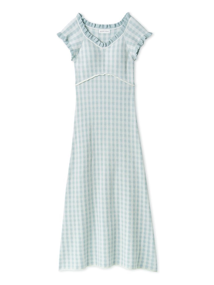 SNIDEL HOME「ギンガムフリルニットワンピース」|ルームウェア|
