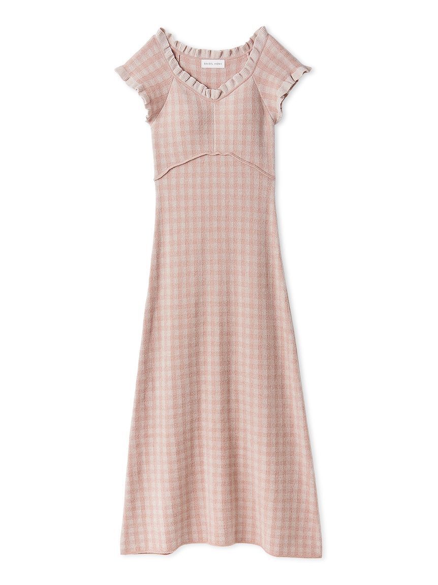 SNIDEL HOME「ギンガムフリルニットワンピース」|ルームウェア|