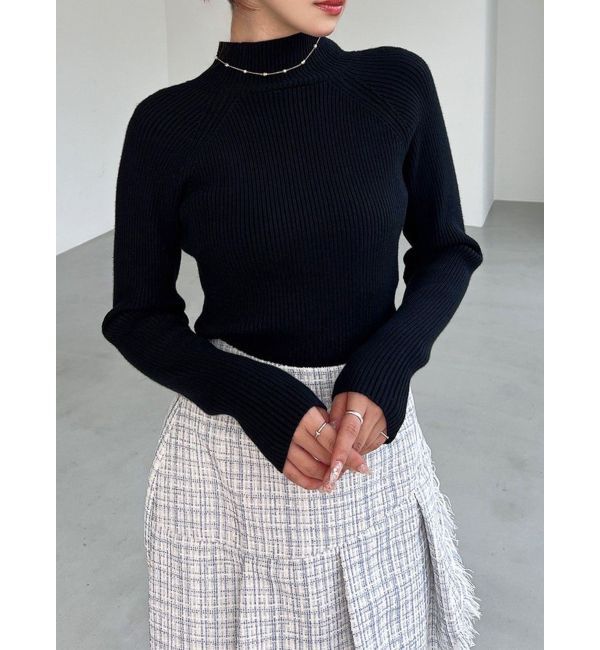 RESEXXY「ハイネックベーシックニットトップス」|ニット・セーター|ブラック