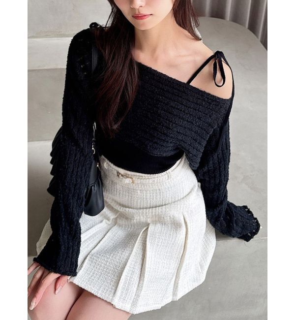 RESEXXY「レイヤードニットトップス」|ニット・セーター|ブラック