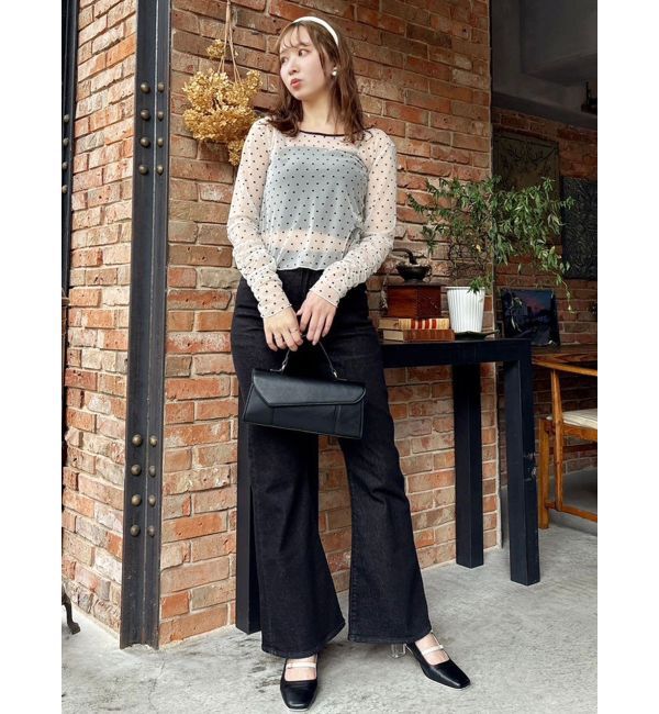 dazzlin「モチーフチュールシアートップス」|Tシャツ・カットソー|