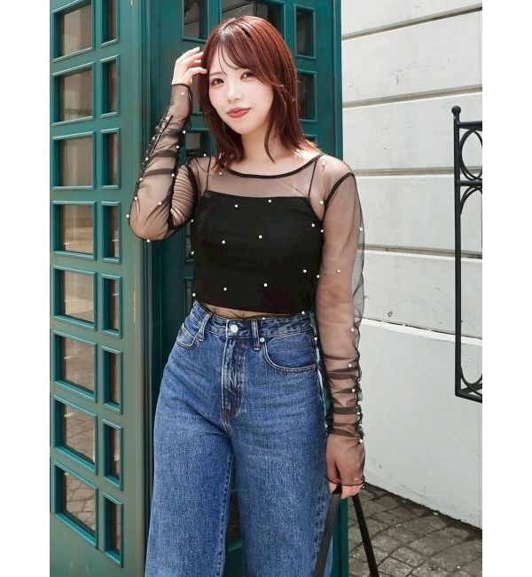 dazzlin「モチーフチュールシアートップス」|Tシャツ・カットソー|