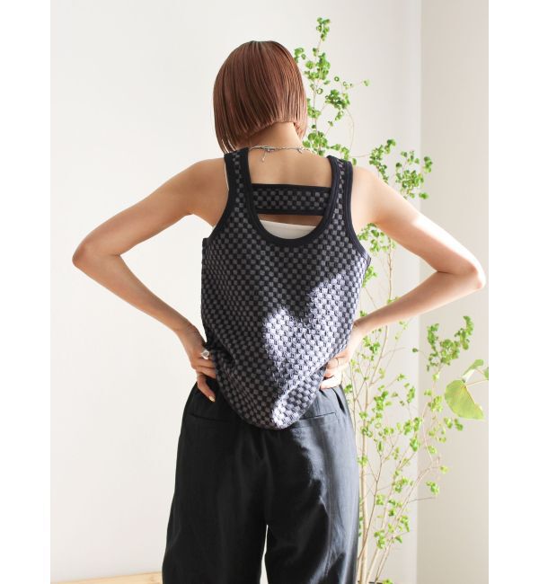 Ungrid「チェックジャカードタンクトップ」|タンクトップ|