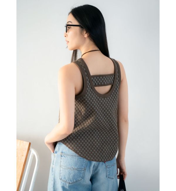 Ungrid「チェックジャカードタンクトップ」|タンクトップ|
