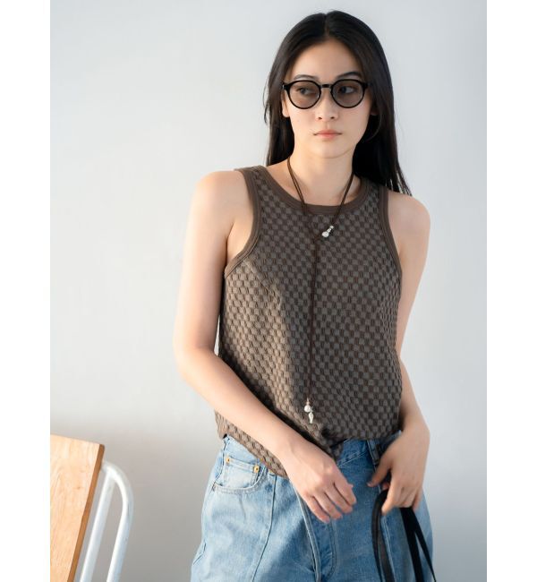 Ungrid「チェックジャカードタンクトップ」|タンクトップ|