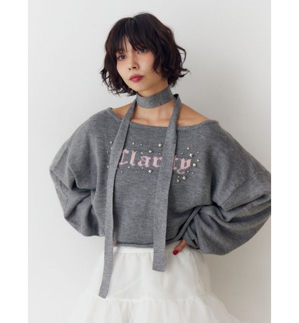 jouetie「オフショルチョーカーショートニット」|ニット・セーター|