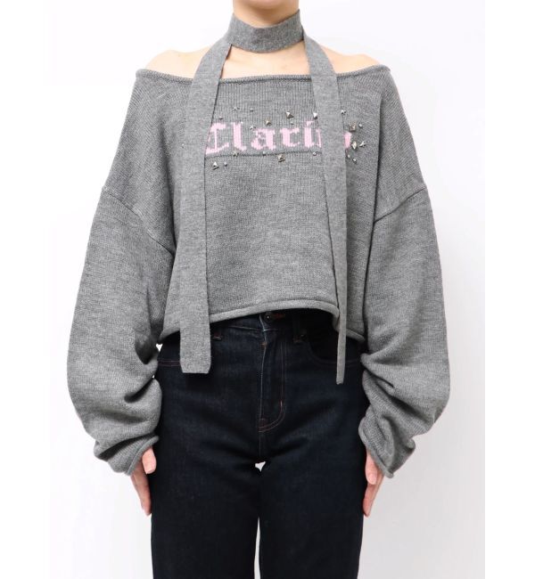 jouetie「オフショルチョーカーショートニット」|ニット・セーター|