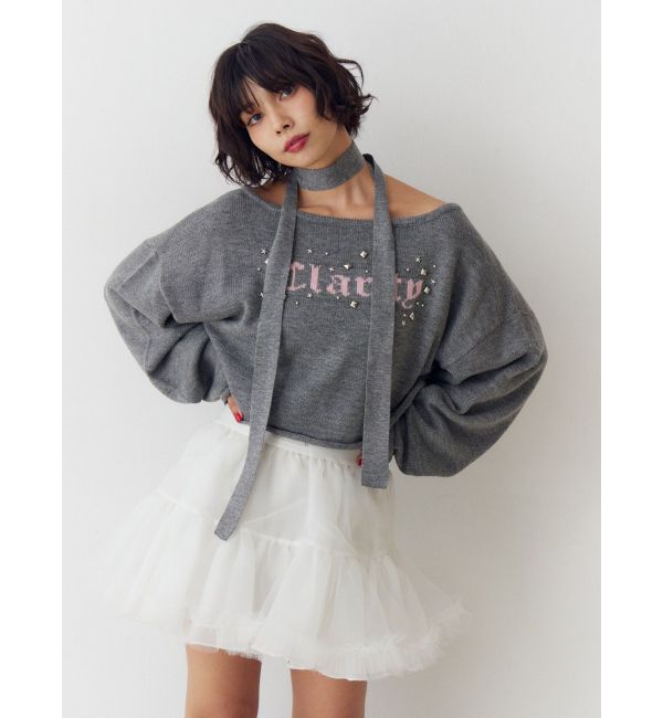 jouetie「オフショルチョーカーショートニット」|ニット・セーター|