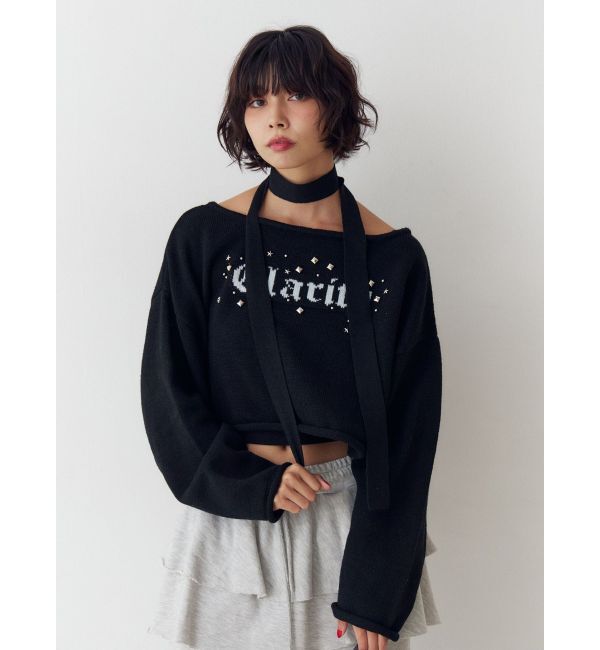 jouetie「オフショルチョーカーショートニット」|ニット・セーター|