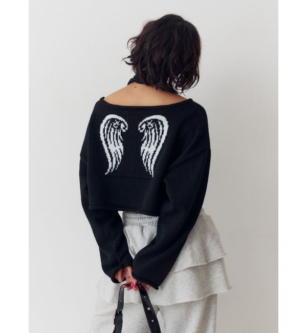 jouetie「オフショルチョーカーショートニット」|ニット・セーター|ブラック