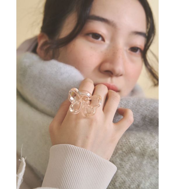 merry jenny「clear ribbon ring」|リング|ベージュ