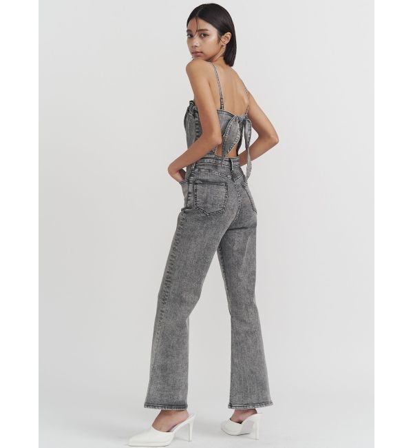 GYDA「ケミカルBACKリボンデニムロンパース」|オールインワン|