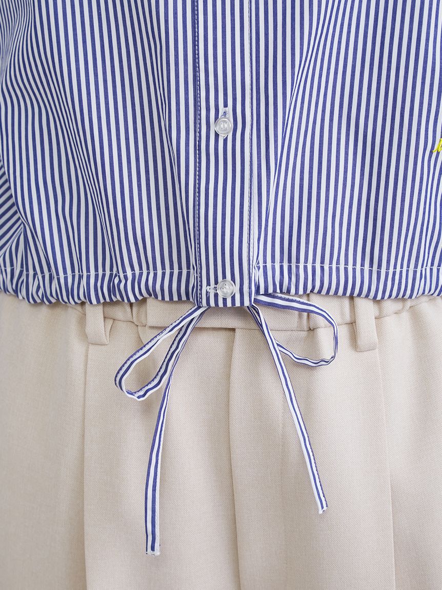 Mila Owen「ストライプドロストショートシャツ」|シャツ・ブラウス|