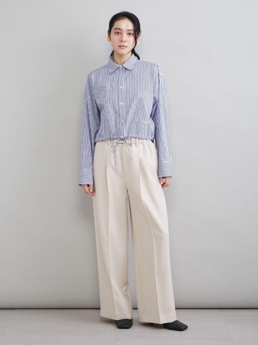 Mila Owen「ストライプドロストショートシャツ」|シャツ・ブラウス|