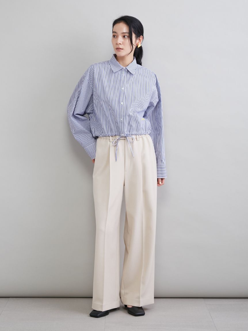 Mila Owen「ストライプドロストショートシャツ」|シャツ・ブラウス|