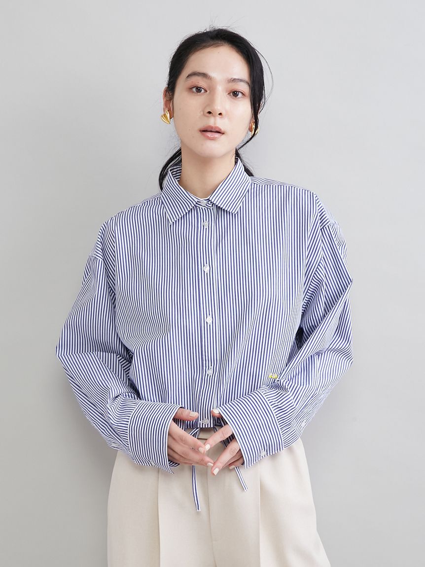 Mila Owen「ストライプドロストショートシャツ」|シャツ・ブラウス|