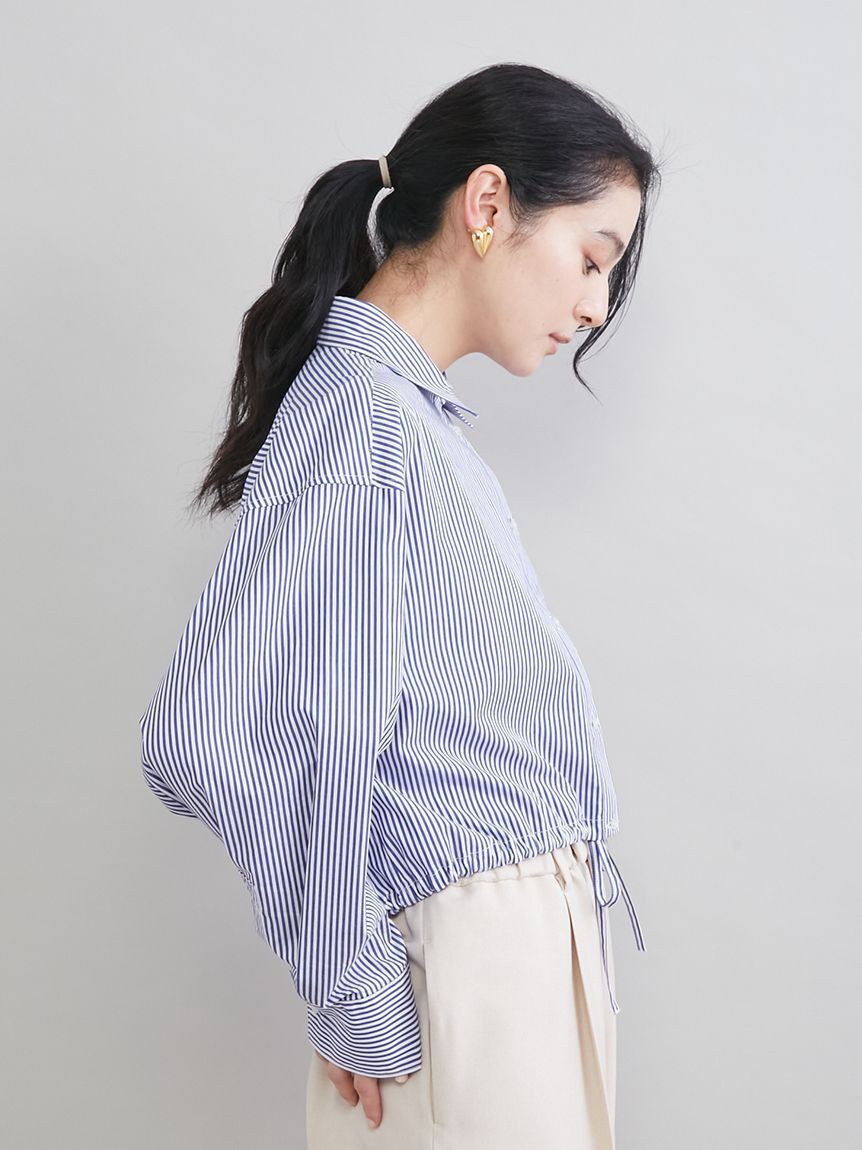 Mila Owen「ストライプドロストショートシャツ」|シャツ・ブラウス|