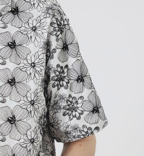  「フラワーエンブロイダリーオープンカラーショートスリーブシャツ」|シャツ・ブラウス|