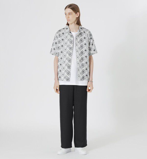  「フラワーエンブロイダリーオープンカラーショートスリーブシャツ」|シャツ・ブラウス|