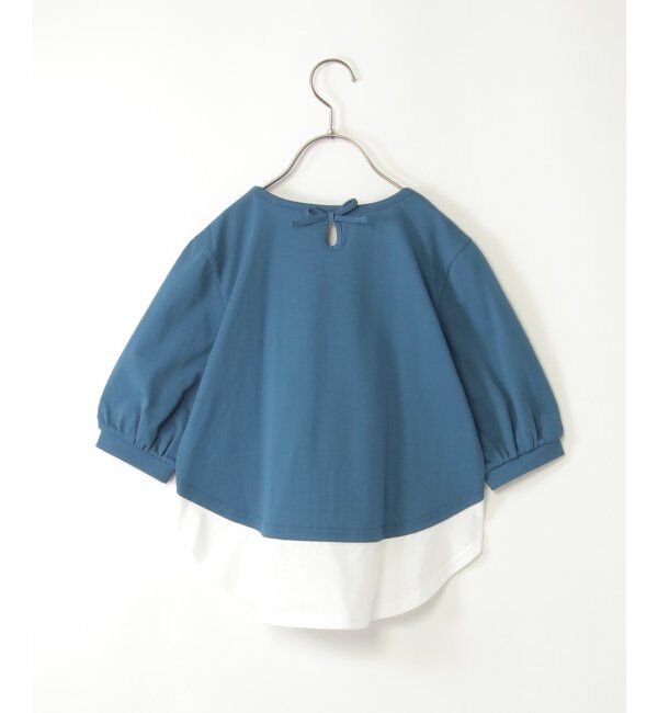 ikka kids「【親子おそろい】梨地裾レイヤー5分袖プルオーバー（120~160cm）」|Tシャツ・カットソー|