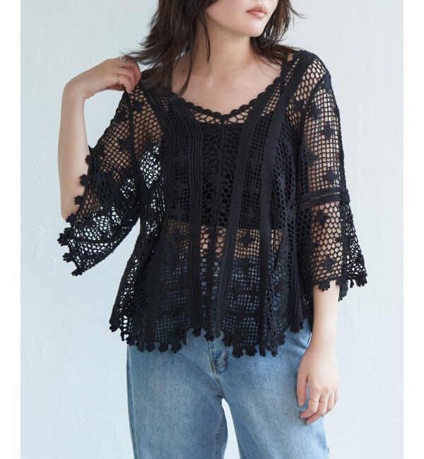 VENCE share style「かぎ編みトップス」|ニット・セーター|