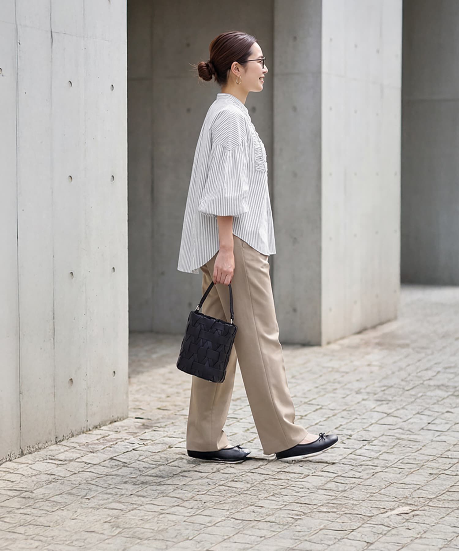 STYLE DELI「ストライプ柄ヨーク装飾バンドカラーシャツ」|シャツ・ブラウス|