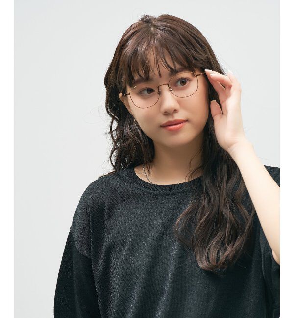 「ウェリントン型 メガネ 軽量｜メタルフレーム｜伊達メガネ 度付きメガネ｜大人可愛い  レンズ交換券付」|メガネ|薄ブラウン