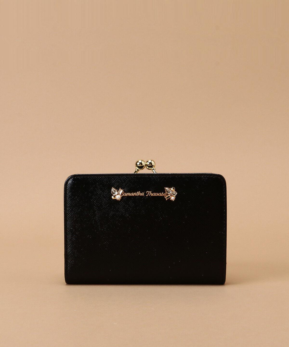 Samantha Thavasa「ラメレザービジュー 口金折財布」|財布|ブラック