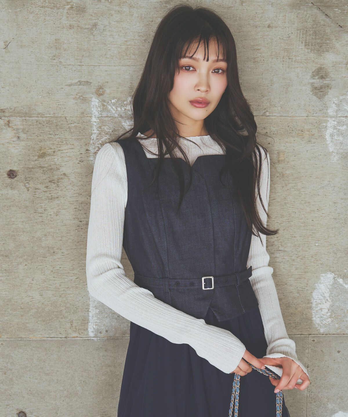 アンドクチュール「シアーランダムリブニットプルオーバー」|ニット・セーター|