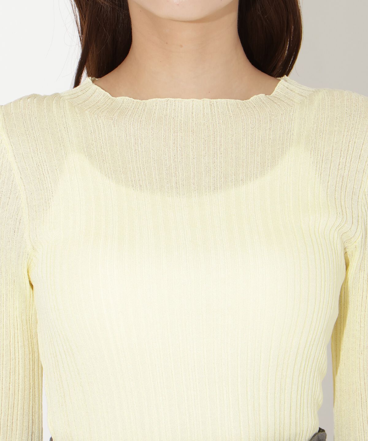 アンドクチュール「シアーランダムリブニットプルオーバー」|ニット・セーター|