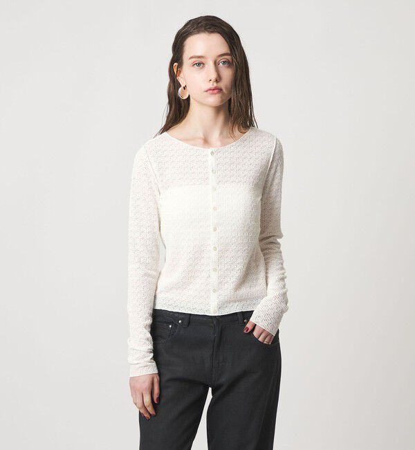 ASTRAET「＜ASTRAET＞レース カットソーカーディガン」|カーディガン|WHITE