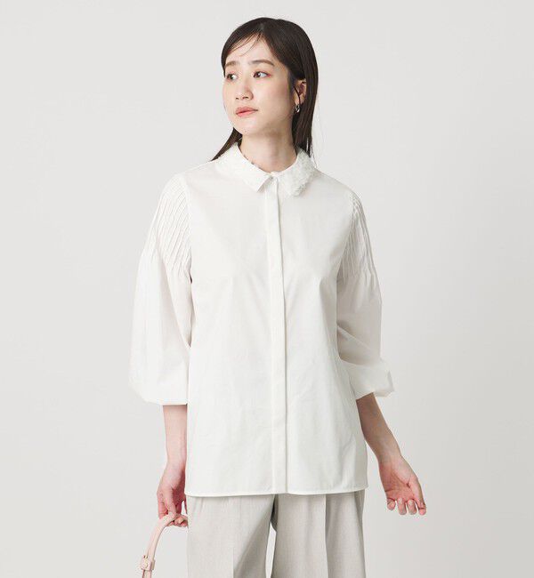 UNITED ARROWS「チュールカラー 2WAY ブラウス」|シャツ・ブラウス|WHITE