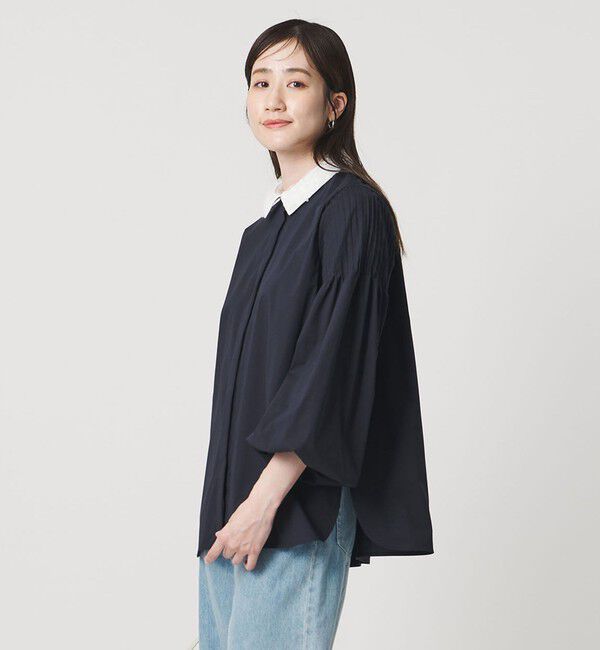 UNITED ARROWS「チュールカラー 2WAY ブラウス」|シャツ・ブラウス|NAVY