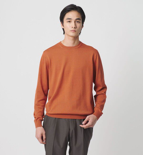UNITED ARROWS「コットン ハイゲージ クルーネック ニット」|ニット・セーター|ORANGE