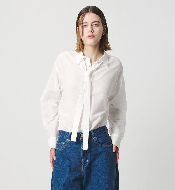 AEWEN MATOPH「＜AEWEN MATOPH＞コットンシルク ボウタイシャツ ‐ ウォッシャブル ‐」|シャツ・ブラウス|OFF WHITE