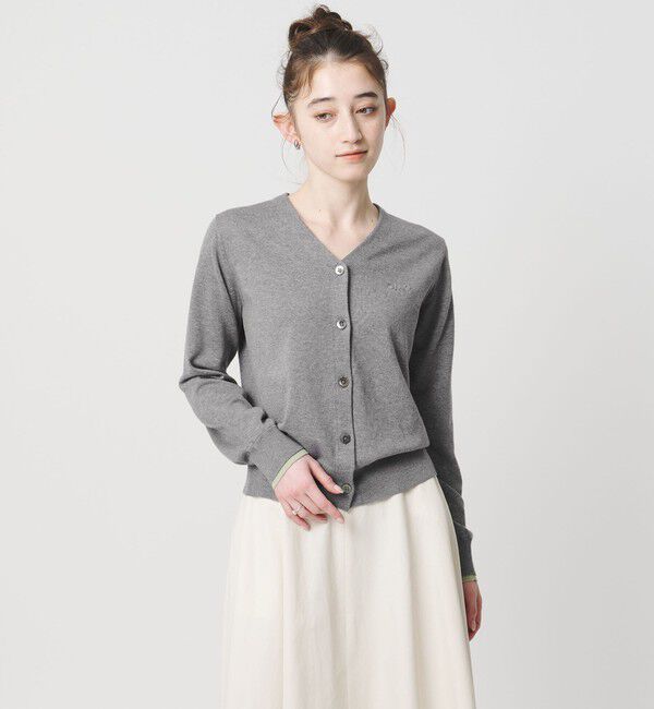 UNITED ARROWS「エンブロイダリー バイカラー カーディガン ‐ウォッシャブル‐」|カーディガン|MD.GRAY