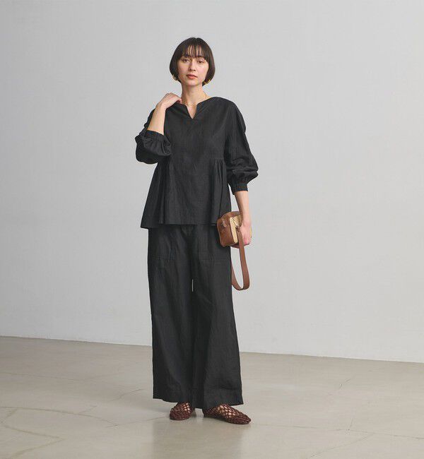 UNITED ARROWS「リネン スキッパー ペプラム ブラウス ‐ウォッシャブル‐」|シャツ・ブラウス|