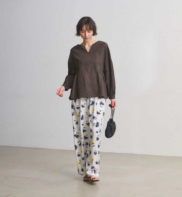 UNITED ARROWS「リネン スキッパー ペプラム ブラウス ‐ウォッシャブル‐」|シャツ・ブラウス|