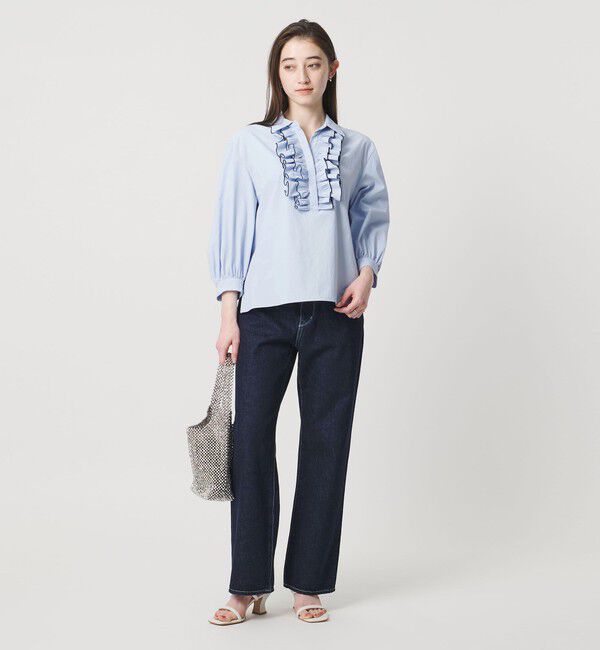 UNITED ARROWS「メロー フリル スキッパー パフ ブラウス ‐防しわ 吸水速乾 UVカット 遮熱性 接触冷感 ウォッシャブル‐」|シャツ・ブラウス|