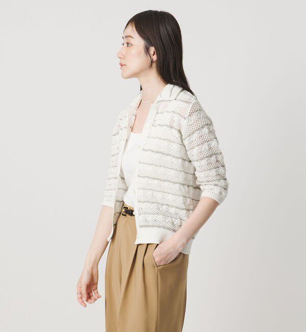 UNITED ARROWS「YTM ラメ ニットポロ カーディガン ‐ウォッシャブル‐」|カーディガン|OFF WHITE