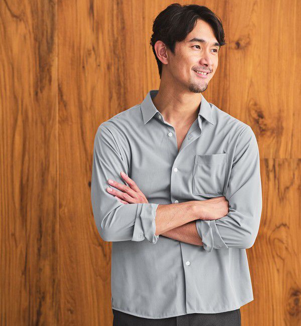 UNITED ARROWS green label relaxing「【WEB限定】JUST fit トリコット ドレープ シャツ」|シャツ・ブラウス|MD.GRAY