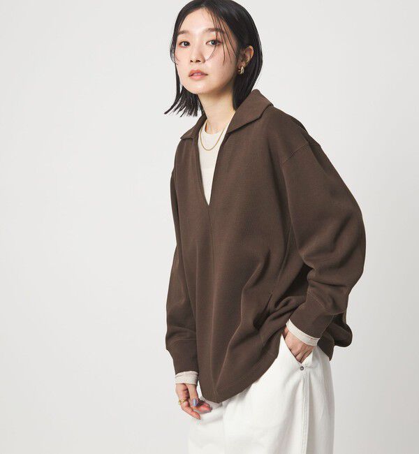 UNITED ARROWS green label relaxing「【WEB限定】＜at ease＞ダブルフェイス エリツキ プルオーバー カットソー」|Tシャツ・カットソー|