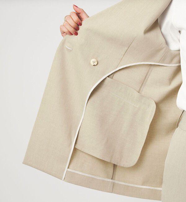 UNITED ARROWS green label relaxing「［size SHORTあり］サラフール ノーラペル ジレ ストレッチ UVカット」|ノーカラージャケット|