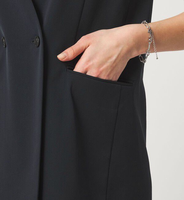 UNITED ARROWS green label relaxing「［size SHORTあり］サラフール ノーラペル ジレ ストレッチ UVカット」|ノーカラージャケット|