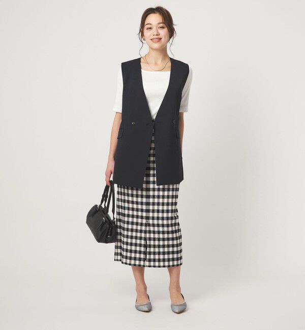 UNITED ARROWS green label relaxing「［size SHORTあり］サラフール ノーラペル ジレ ストレッチ UVカット」|ノーカラージャケット|