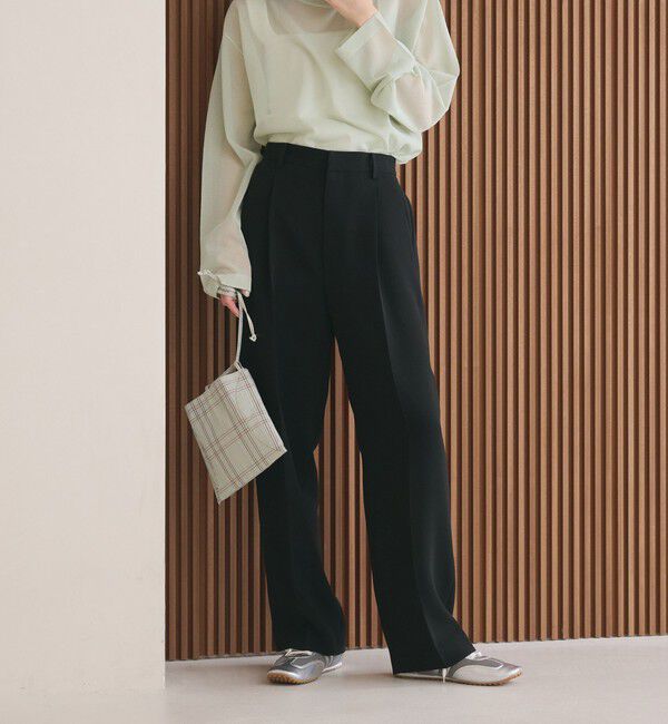 BEAUTY&YOUTH UNITED ARROWS「タックワイドストレートパンツ ウォッシャブル」|スラックス|BLACK