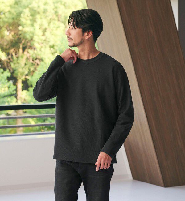 BEAUTY&YOUTH UNITED ARROWS「【WEB限定 WARDROBE SMART】エアリー カノコ  カットソー 【抗菌・防臭】」|Tシャツ・カットソー|BLACK