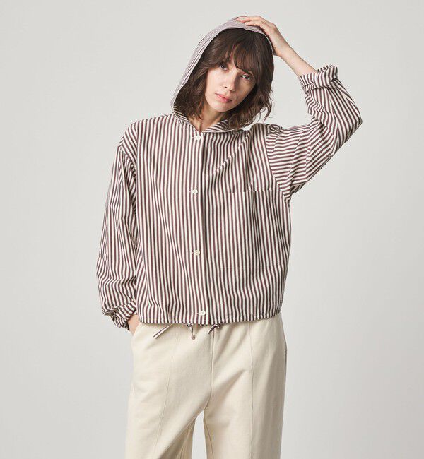 STEVEN ALAN「＜Steven Alan＞コットン キュプラ ストライプ フード シャツ」|シャツ・ブラウス|MD.BROWN