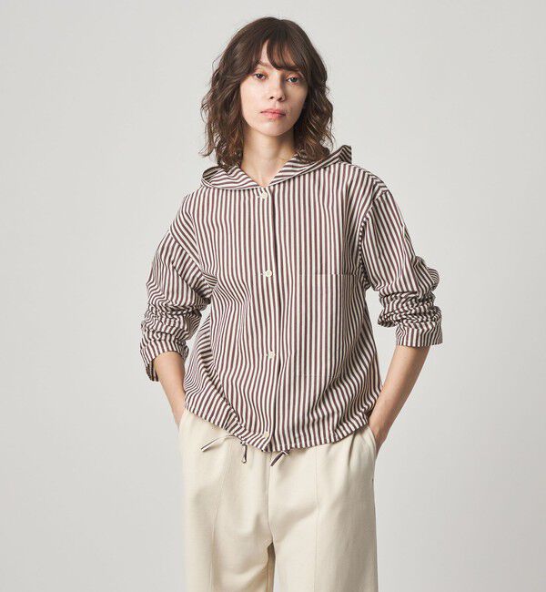 STEVEN ALAN「＜Steven Alan＞コットン キュプラ ストライプ フード シャツ」|シャツ・ブラウス|