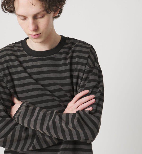 MONKEY TIME「ウォッシュド ボーダー ロングスリーブ Tシャツ」|Tシャツ・カットソー|